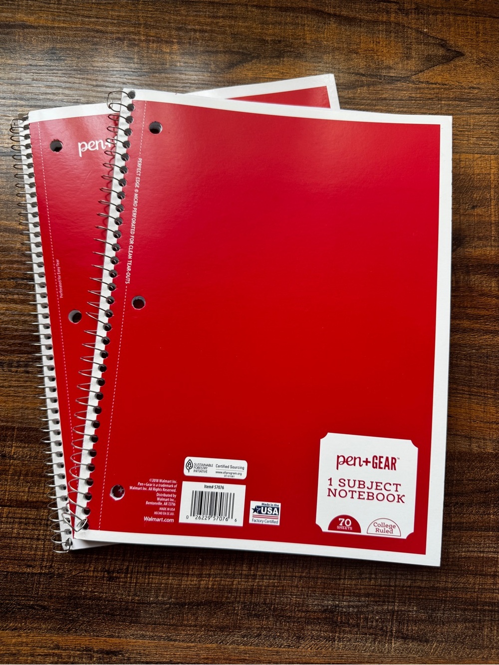 Pen + Gear 1 Subject Spiral Notebook College Ruled Red Cover 70 Sheets 2 Pack Ne